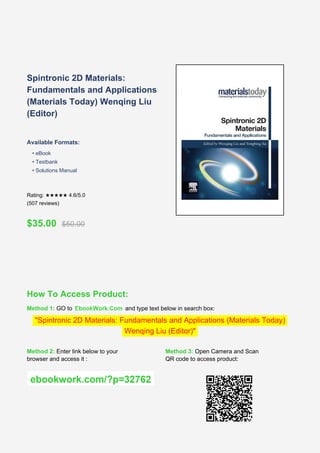 Spintronic 2D Materials: Fundamentals, Mechanisms, and Applications in ...