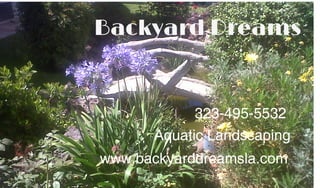 www.backyarddreamsla.com
Aquatic Landscaping
323-495-5532
Backyard Dreams
 
