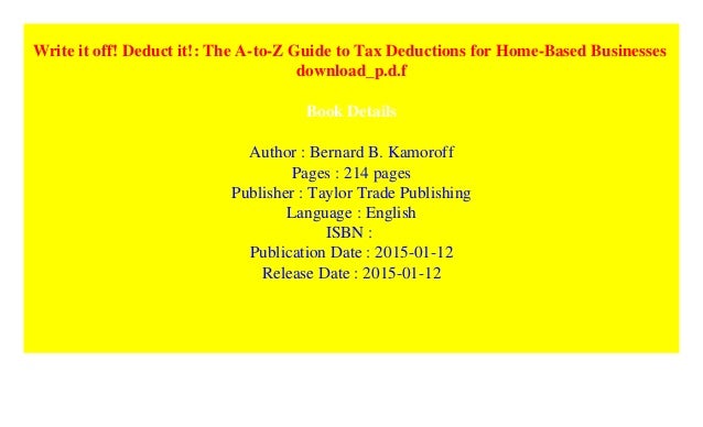 Write It Off! Deduct It! PDF Free Download