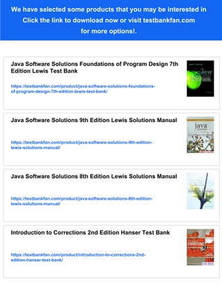 Java Software Solutions Foundations of Program Design 7th Edition Lewis ...