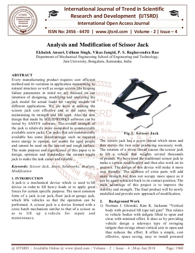 Analysis And Modification Of Scissor Jack