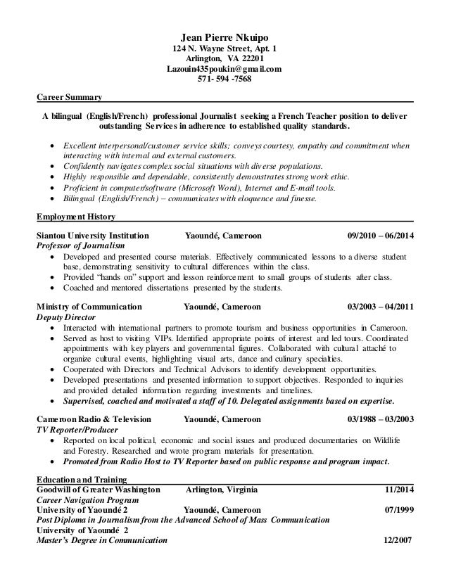 cv cover letter in french