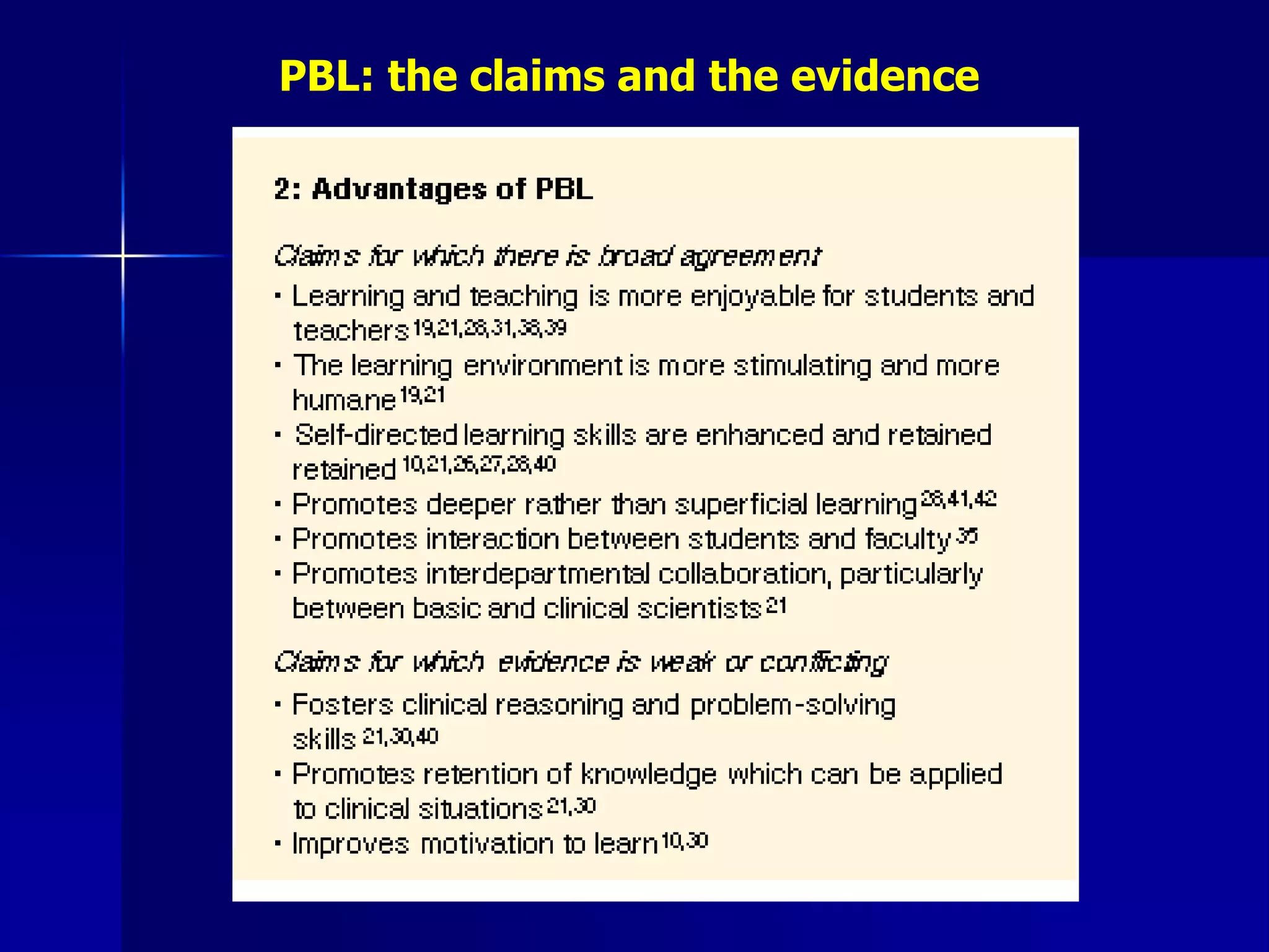 PBL: the claims and the evidence
 