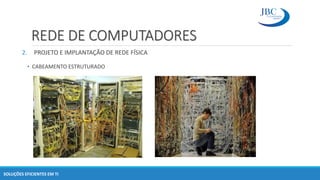 REDE DE COMPUTADORES
2. PROJETO E IMPLANTAÇÃO DE REDE FÍSICA
• CABEAMENTO ESTRUTURADO
SOLUÇÕES EFICIENTES EM TI
 