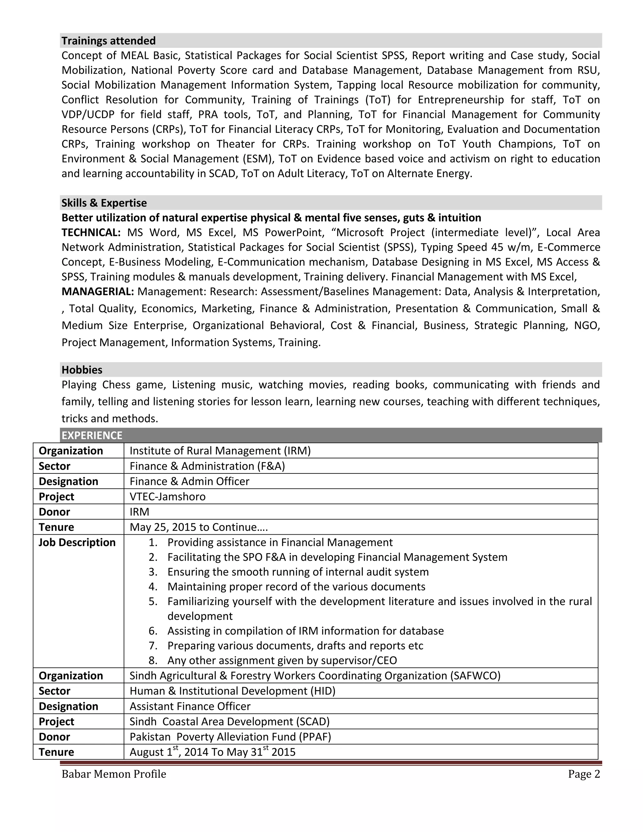 Ismail Rajper Babar Memon Profile | PDF