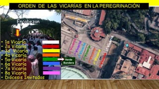 ORDEN DE LAS VICARÍAS EN LA PEREGRINACIÓN
• 1a Vicaría
• 2a Vicaría
• 3a Vicaría
• 4a Vicaría
• 5a Vicaría
• 6a Vicaría
• ...