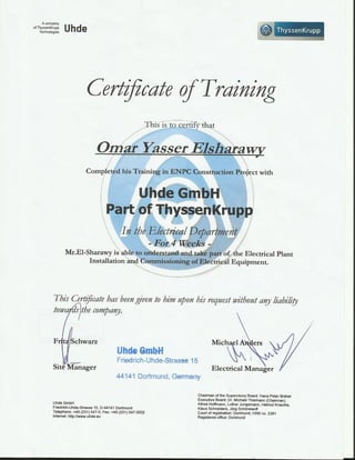 thyssenKrupp Certificate