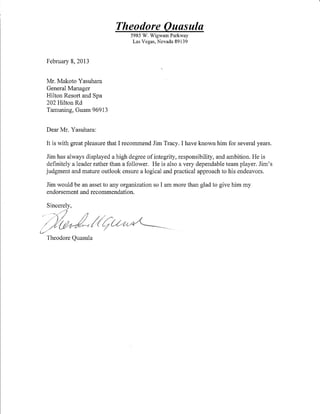 Ted Quasala Letter