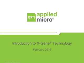 1© AppliedMicro Proprietary & Confidential
Introduction to X-Gene® Technology
February 2016
 