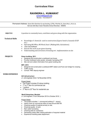 Resume (ravindra) | PDF