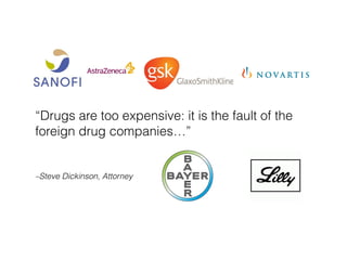 –Steve Dickinson, Attorney
“Drugs are too expensive: it is the fault of the
foreign drug companies…”
 