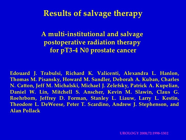 Salvage radiation for prostate cancer