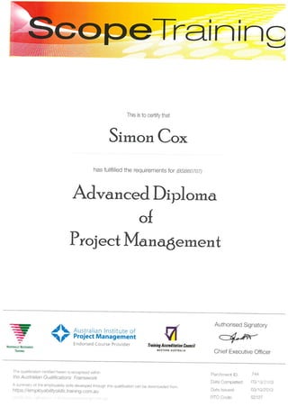 Advanced Diploma of Project Management