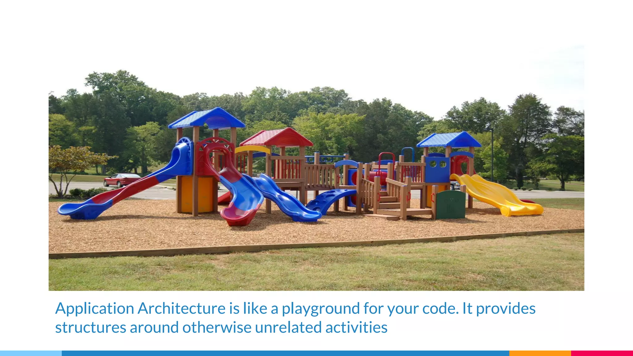 Application Architecture is like a playground for your code. It provides
structures around otherwise unrelated activities
 