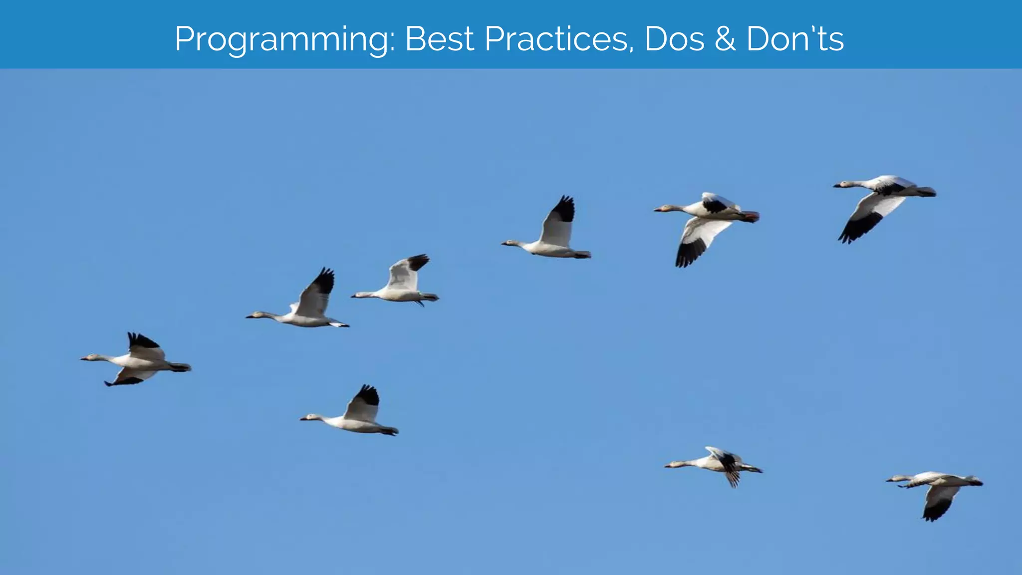 Programming: Best Practices, Dos & Don’ts
 