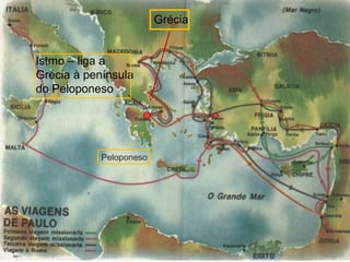 4
Jônio
Egeu
No ano 6 aC os gregos construíram no istmo uma estrada
pavimentada (Diolkos) e, com uma plataforma móvel, deslocavam
os navios, ou sua carga, de um porto à outro.
Nero, com 6000 escravos, iniciou o canal no ano 67, interrompido
com sua morte, retomado em 1881 e terminado em 1893.
 