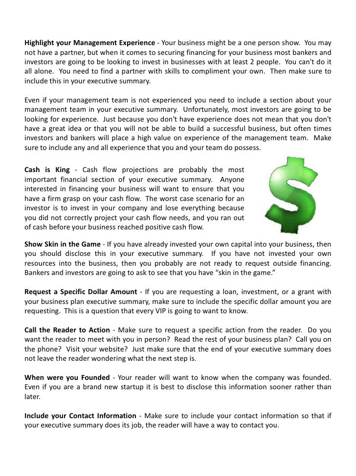 how to write a business plan executive summary ebook