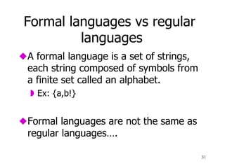 Formal Language Creating Regular Expressions Lecture: Regular Expressions and Regular Languages | PDF