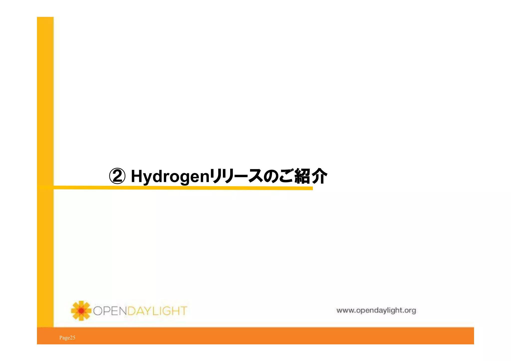 ② Hydrogenリリースのご紹介

www.opendaylight.org
Page25

 