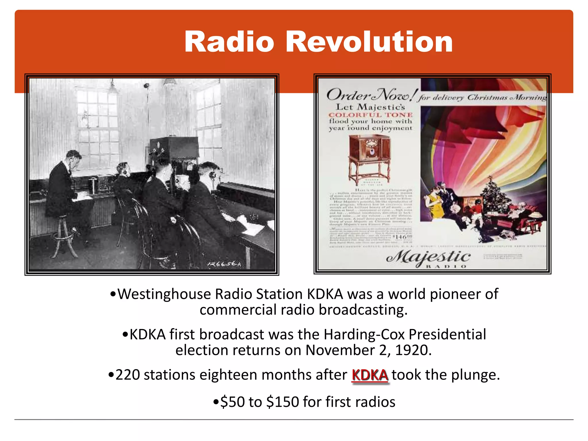 The Automobile RevolutionBuses led to consolidation of schools/churchesSuburbs spread Nation of commuters1M dead by 1951–more than all wars.Cars contributed to declining moralsSexual freedomcrime waves