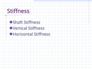 Stiffness
Shaft Stiffness
Vertical Stiffness
Horizontal Stiffness
 