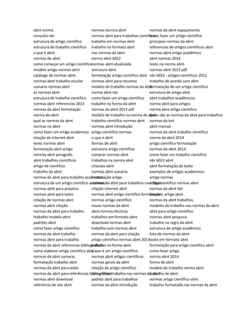 abnt norma
consulta nbr
estrutura do artigo científico
estrutura do trabalho cientifico
o que é abnt
normas de abnt
como começar um artigo cientifico
modelo artigo normas abnt
catálogo de normas abnt
normas abnt trabalho escolar
sumario normas abnt
as normas abnt
estrutura de trabalho cientifico
normas abnt referencias 2013
normas da abnt formatação
norma do abnt
qual as normas da abnt
normas na abnt
como fazer um artigo academico
citação de internet abnt
texto normas abnt
formatação abnt artigo
normas abnt paragrafo
abnt trabalhos cientificos
artigo de cientifico
trabalho da abnt
normas da abnt para trabalho academico
estrutura de um artigo cientifico academico
normas abnt para projetos
normas abnt para texto
relação de normas abnt
normas abnt citação
normas da abnt para trabalho
trabalho modelo abnt
padrões abnt
como fazer artigo cientifico
normas da abnt trabalho
normas abnt para trabalho
normas da abnt referencias bibliograficas
como elaborar artigo cientifico abnt
normas da abnt sumario
formatação trabalho abnt
normas da abnt para texto
normas da abnt para referências bibliográficas
normas abnt download
referência de site abnt
normas tecnica abnt
normas abnt para trabalhos cientificos
trabalho em normas abnt
trabalho no formato abnt
nas normas da abnt
norma abnt 6022
normas abnt atualizada
estrutura abnt
formatação artigo cientifico abnt
normas abnt para resumos
modelo de trabalho normas da abnt
norma abnt nbr
como fazer um artigo cientifico
trabalho na forma da abnt
normas da abnt 2013 pdf
modelo de trabalho na norma da abnt
trabalho cientifico normas abnt
normas abnt introdução
artigo cientifico normas
o que e abnt
formas de abnt
estrutura artigo científico
comprar normas abnt
trabalhos na norma abnt
citacoes abnt
normas abnt sumário
formatação artigo
normas da abnt para trabalhos científicos
citação internet abnt
normas abnt artigo cientifico formatação
normas artigo cientifico
novas normas da abnt
abnt normas técnicas
trabalhos em formato abnt
download normas abnt
trabalho com normas abnt
normas da abnt para citação
artigo cientifico normas abnt 2013
trabalho na forma abnt
o que é um artigo cientifico
normas abnt artigos cientificos
normas gerais da abnt
citação de artigo científico
como fazer trabalho nas normas da abnt
padrão abnt para trabalhos
normas da abnt introdução
normas da abnt espaçamento
como fazer um artigo científico
principais normas da abnt
referencias de artigos cientificos abnt
normas abnt artigo acadêmico
abnt normas 2014
texto na norma abnt
normas abnt 2013 pdf
nbr 6022 - artigos cientificos 2012
trabalho de acordo com abnt
formatação de um artigo cientifico
estrutura de artigo abnt
abnt trabalhos acadêmicos
norma abnt para artigos
norma abnt artigo cientifico
quais são as normas da abnt para trabalhos
normas da bnt
abnt manual
normas da abnt trabalho cientifico
norma da abnt 2014
artigo cientifico formatação
normas do abnt 2014
como fazer um trabalho cientifico
nbr 6022 abnt
abnt formatação de texto
exemplos de artigos academicos
artigo normas
artigo científico normas abnt
normas da abnt nbr
formato artigo abnt
normas da abnt trabalhos
modelos de trabalho nas normas da abnt
abnt para artigo cientifico
normas abnt pesquisa
trabalho na regra da abnt
estrutura do artigo acadêmico
lista de normas da abnt
texto em formato abnt
formatação para artigo cientifico abnt
como fazer artigo
norma abnt 2014
forma de abnt
modelo de trabalho norma abnt
trabalho de abnt
normas artigo científico abnt
trabalho formatado nas normas da abnt
 