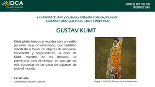 UNIDAD DE ARTE Y CULTURA
DIFUSIÓN CULTURAL
La Unidad de Arte y Cultura y Difusión Cultural presenta:
GRANDES MAESTROS DEL ...