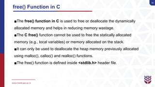 33. Dynamic Memory Allocation in C programming | PPTX