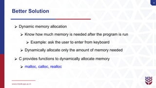 33. Dynamic Memory Allocation in C programming | PPTX