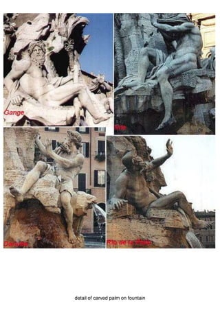 detail of carved palm on fountain
 