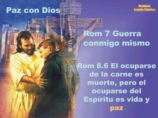 Paz con Dios Rom 7 Guerra conmigo mismo Rom 8.6 El ocuparse de la carne es muerte, pero el ocuparse del Espíritu es vida y  paz 