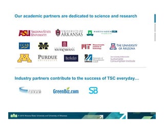 Our academic partners are dedicated to science and research
Industry partners contribute to the success of TSC everyday…
 