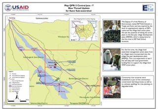 Map QPR13 Central Java - 7
                          Blue Thread Update
                        for Kanci Sub-watershed



                                                    The Deputy VI of the Ministry of
                                                    Environment visited ESP Field Schools in
                                                    Tangsi and Kanci and was inspired by the
                                                    level of organizational capacity of ESP’s
                                                    cadre and the village level action plans.
                                                    He saw the potential of linking the action
                                                    plans to the five-year village development
                                                    plans (RPJMD), which is being done for
                                                    the first time in ESP Field School
                                                    locations.



                                                    For the first time, the village level
                                                    watershed management action plans from
                                                    six villages were incorporated into the
                                                    village five-year development plans
                                                    (RPJMD). This is an experiment to see if
                         Location of Intake         this will help with local government
                           PDAM Kalegen
                                                    funding flow to support the village level
                                                    WSM action plans.

                         Location of Intake
                            PDAM Wulung


  Location of Intake
  PDAM Silincat
                                                    Community tree nurseries were
                                                    established as part of the community’s
Location of Intake                                  conservation learning process as well as
PDAM Sijajurang                                     to cultivate seedlings for tree planting on
                                                    degraded lands.
 