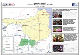 Map QPR 13 East Java-7
Sanitation in Maspo Sub-watershed & Anchor Site
                in Kota Surabaya

                                             SD 4-2: Gading, Wonokromo, Kapasari, and Ketabang practicing
                                             Community-Based Solid Waste Management

                                                                     The instructor (Ibu Elly) assisted training
                                                                     participants on how to cut plastic waste
                                                                     before it is washed and dried. Once
                                                                     cleaned and dried, it is ready to be made
                                                                     into various products, such as bags, lamp
                                                                     shades, and wallets.


                                                                      Participants sew plastic waste to make
                                                                      shopping bags. This makes the
                                                                      process quicker and the seams
                                                                      stronger. Patterns are used to make
                                                                      multiple products with the same
                                                                      dimensions.


                                                                      Finished products using plastic wastes
                                                                      as main materials. Its colorful
                                                                      appearance makes the bags look like a
                                                                      brand new, fashionable products.




                                                                         SD 5-2: Village Facilitator helps the
                                                                         Kelurahan Wonokromo community to
                                                                         prepare RKM (Community Work Plan)
                                                                         for the development of a community-
                                                                         based sanitation system (CBS). The
                                                                         CBS will replace the existing practice
                                                                         of open defecation in the river.




                                                                        SD 4-2: 25 community members of
                                                                        Lemah Putro, Sidoarjo District, actively
                                                                        participate in the community-based solid
                                                                        waste management training organized by
                                                                        ESP small grantee FARABI. Most people
                                                                        throw garbage into the nearby river and
                                                                        are now learning about composting,
                                                                        recycling and proper disposal.
 