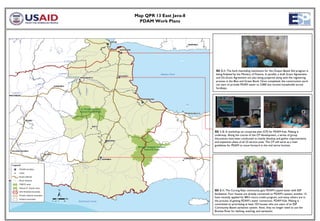 Map QPR 13 East Java-8
  PDAM Work Plans




                          SD 2-1: The fund channeling mechanism for the Output Based Aid program is
                          being finalized by the Ministry of Finance. In parallel, a draft Grant Agreement
                          and On-Grant Agreement are also being prepared along with the registering
                          process in the Blue and Green Book. Once completed, the construction work
                          can start to provide PDAM water to 3,000 low income households across
                          Surabaya.




                         SD 1-2: A workshop on corporate plan (CP) for PDAM Kab. Malang is
                         underway. Along the course of the CP development, a series of group
                         discussions have been conducted to mainly develop and gather improvements
                         and expansion plans of all 23 service units. The CP will serve as a main
                         guidelines for PDAM to move forward in the mid terms horizon.




                         SD 2-1: The Curung Rejo community gets PDAM’s piped water with ESP
                         facilitation. Four houses are already connected to PDAM’s system, another 15
                         have recently applied for BRI’s micro-credit program, and many others are in
                         the process of getting PDAM’s water connection. PDAM Kab. Malang is
                         committed to prioritizing at least 103 houses who are users of an ESP
                         Community Based sanitation system. Now, they no longer need to use the
                         Brantas River for bathing, washing, and sanitation.
 
