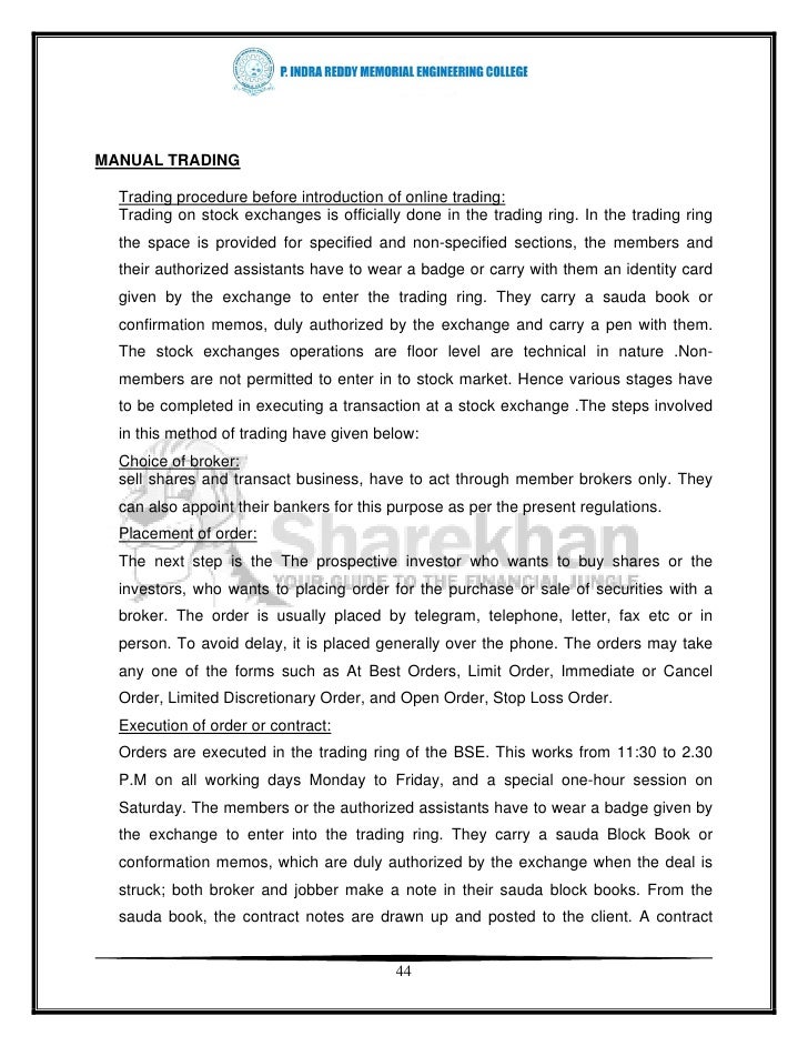 Project report online share trading system