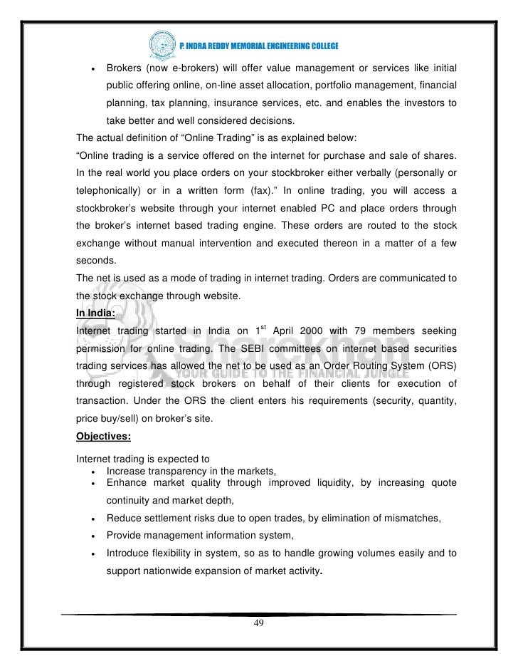 Project report on online stock trading system