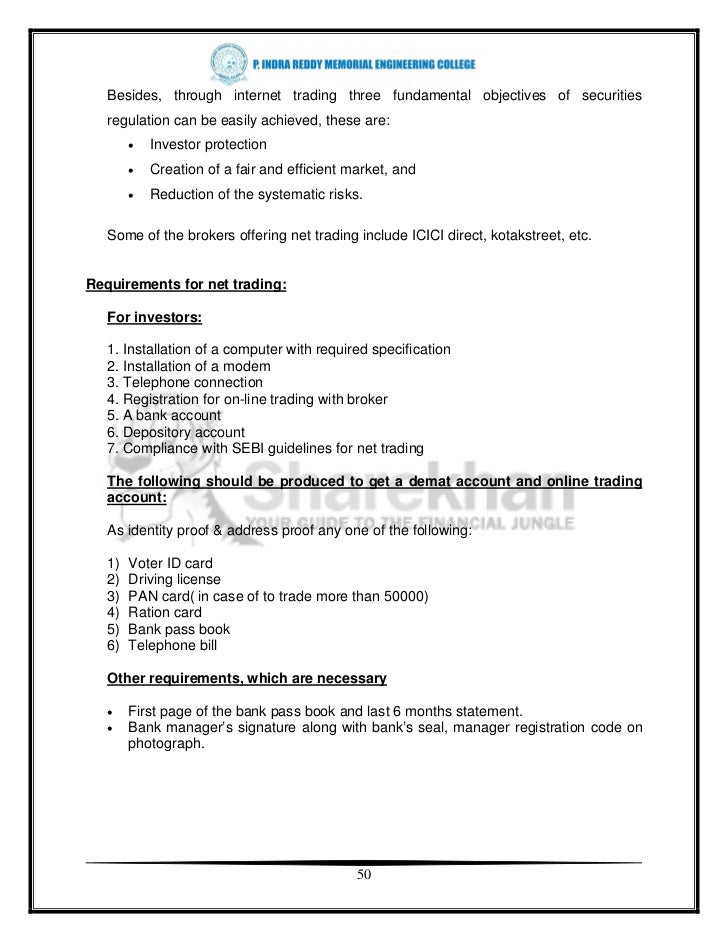 Project report on online stock trading system
