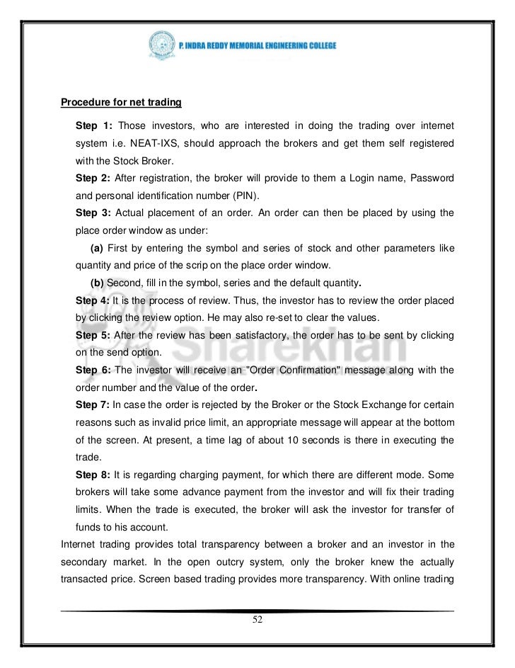 Project report on online stock trading system
