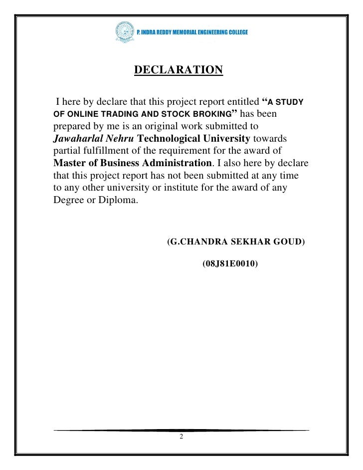 Online trading system project report