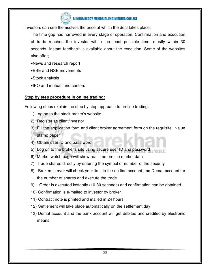 Project report on online stock trading system
