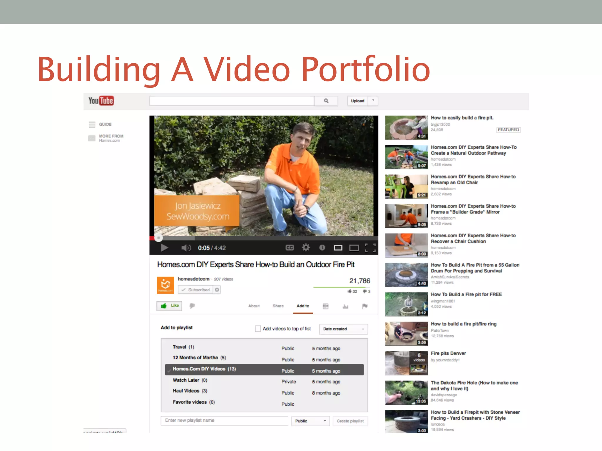 Building A Video Portfolio 
 