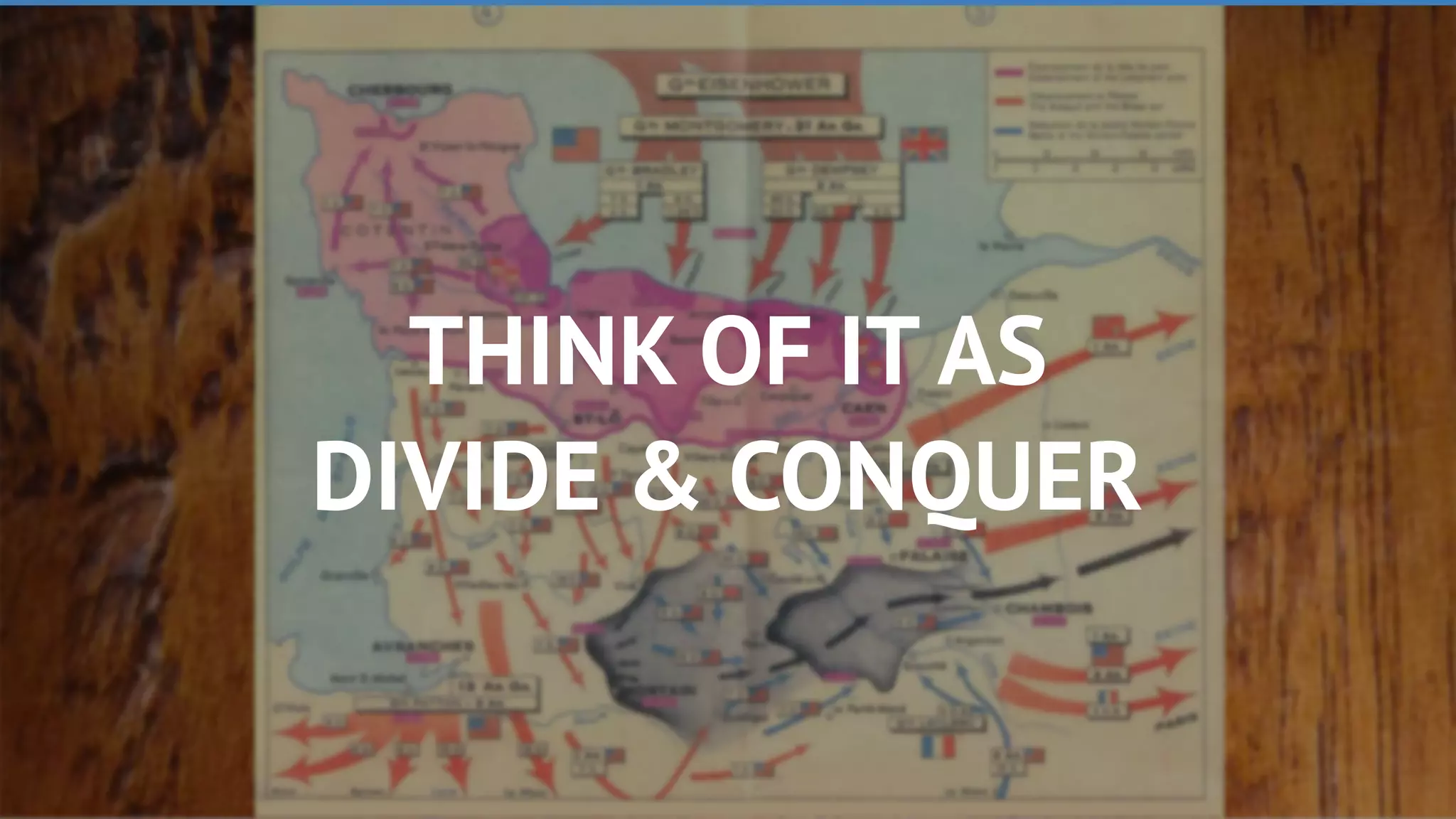 THINK OF IT AS
DIVIDE & CONQUER
 