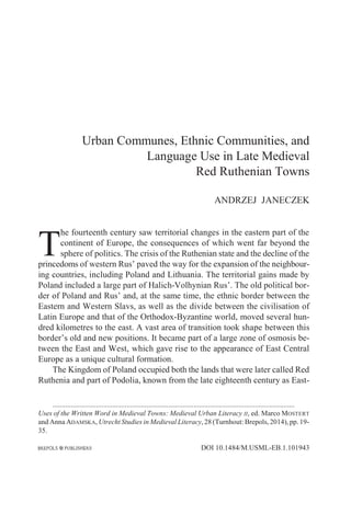 Uses Of The Written Word In Medieval Towns Medieval Urban Literacy Ii ...