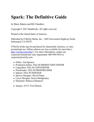 Spark Definitive Guide.pdf Spark The Definitive Guide Big Data Processing Made Simple Bill ...