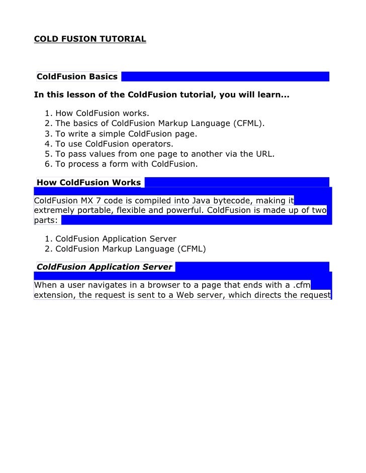COLD FUSION TUTORIAL