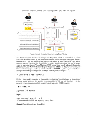 SPAM FILTERING SECURITY EVALUATION FRAMEWORK USING SVM, LR AND MILR | PDF
