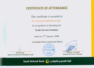 SHB certificate