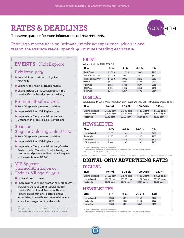 Digital Advertising Rate Card (January 2015)