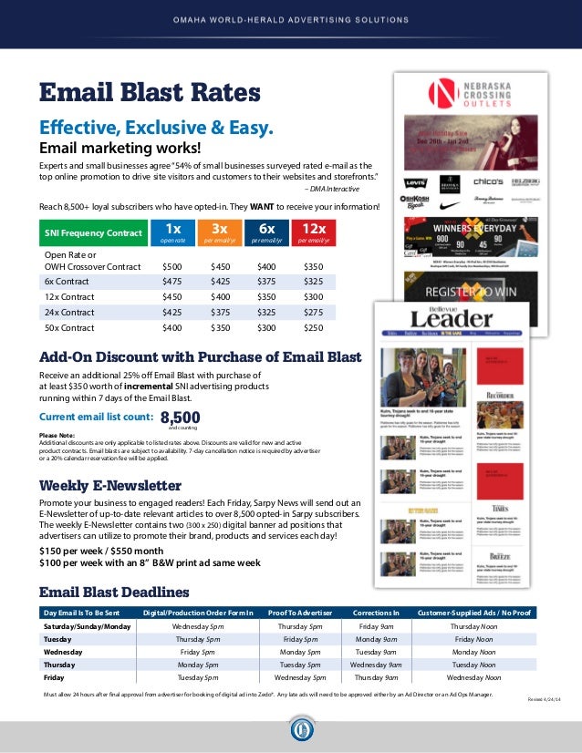 Digital Advertising Rate Card (January 2015)